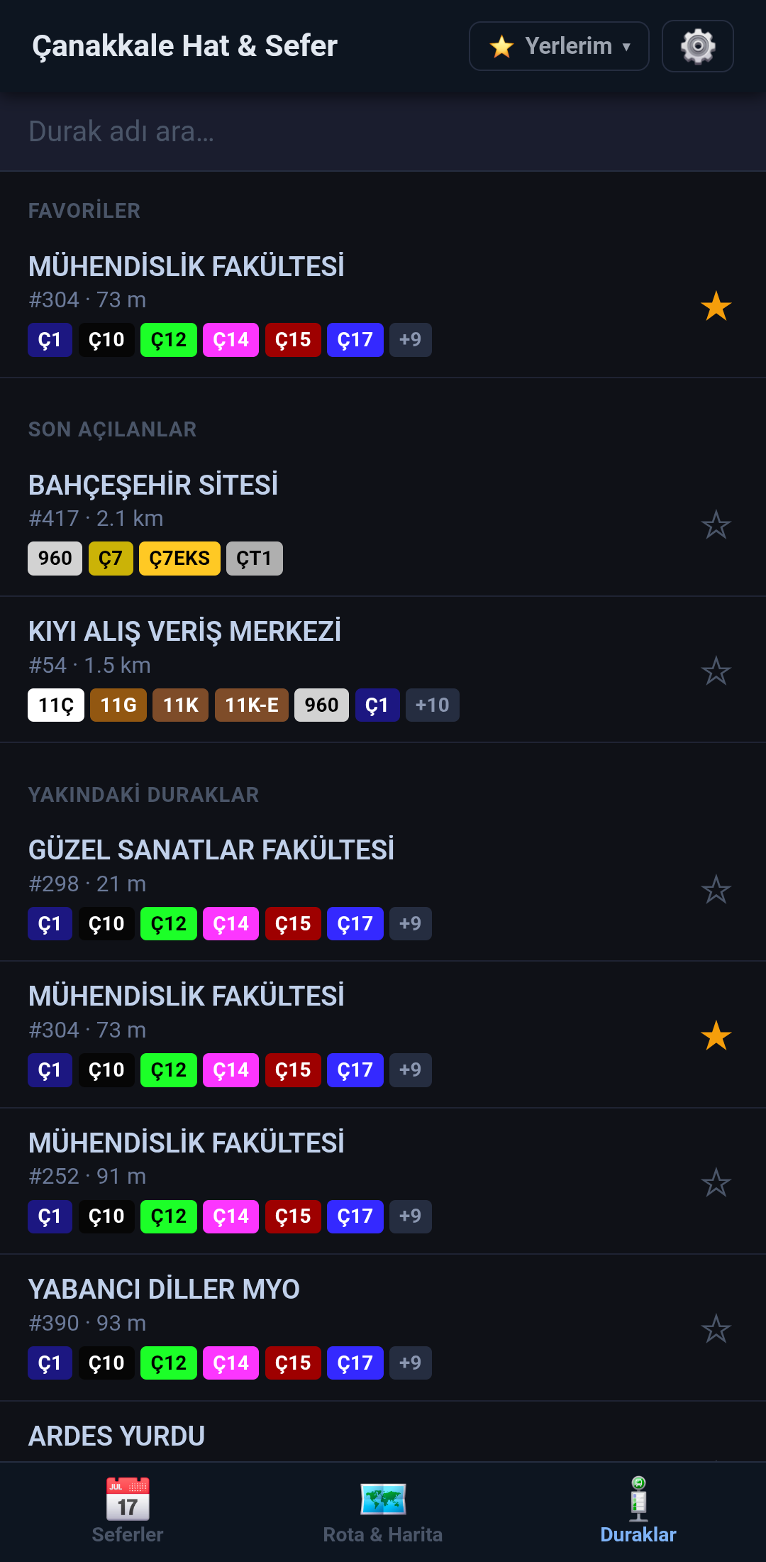 Duraklar tab